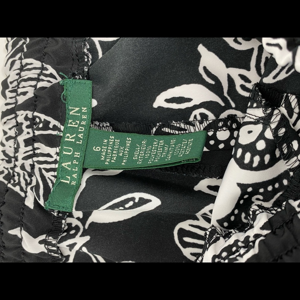 Lauren Ralph Lauren beach/ lounge pants/ cover up black white tropical 🌸 flower